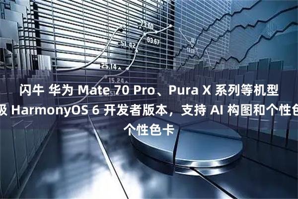 闪牛 华为 Mate 70 Pro、Pura X 系列等机型升级 HarmonyOS 6 开发者版本，支持 AI 构图和个性色卡