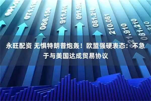 永旺配资 无惧特朗普炮轰！欧盟强硬表态：不急于与美国达成贸易协议